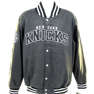 Men's NBA Varsity Jacket NEW YORK KNICKS GIII by Carl Banks Gray Black Large NEW